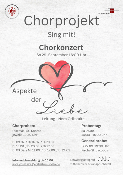Klein Chorprojekt Aspekte der Liebe Flyer 1